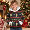 Kids Long Sleeve Christmas Print Hooded Sweatshirt Casual Pullover Top for Holiday