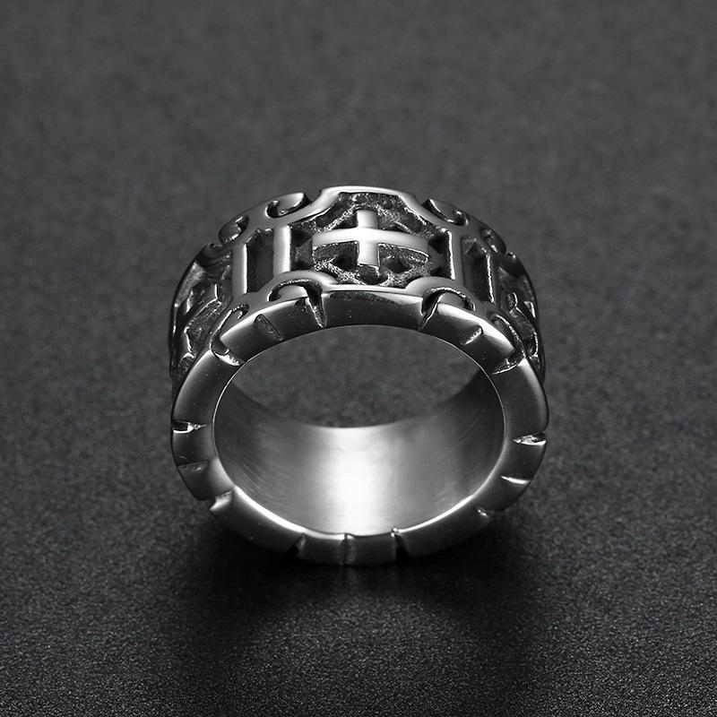 Stainless Steel Punk Style Cross Ring Unisex Gothic Jewelry