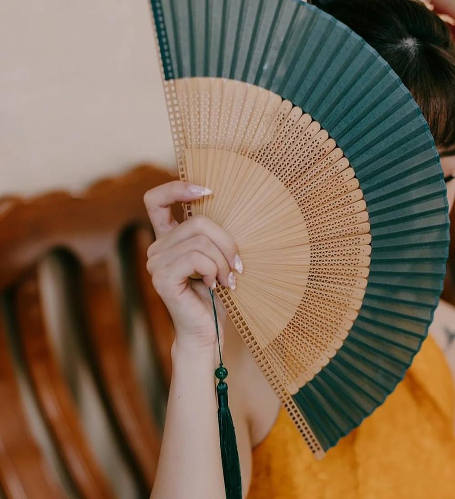 [Sarkovos] Women's Folding Fan, Natural Bamboo, Japanese Style, for Yukata and Summer Kimono, Heatstroke Prevention, Handmade, High-Quality Summer
