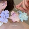 Summer Limited~ Silver Needle Crystal Fabric Flower Stud Earrings Sweet Vacation Style Earrings Super Fairy Giant Good-looking Earrings Women
