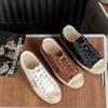 Cowhide Version of Little White Shoes Women's Shoes Summer Women's 2025 Brown Retro Old Lace-up Stars Casual Board Shoes Dirty Shoes