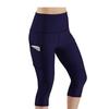 Womens High-Waisted Cross-Leg Capri Yoga Pants With Side Pockets Stretchy Fitness Leggings Gym Workout Running