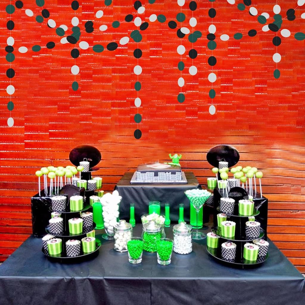 Black-Green Silver Party-Decorations Garland Streamers - 52Ft Graduation 2025 Hanging Paper Banner, Soccer Party Supplies Men Boys Birthday Spring