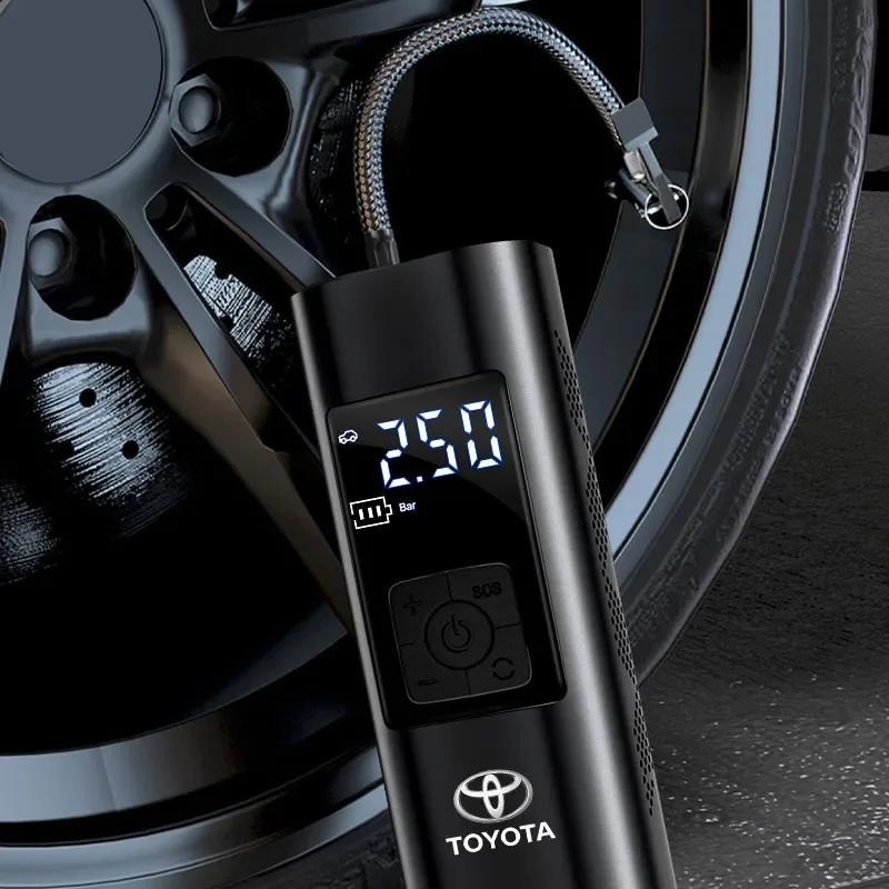 1Pcs Car Tire Inflator Smart Digital Inflatable Pump Emblem Accessories For Toyota TRD Corolla Yaris Rav4 Avensis Auris Camry