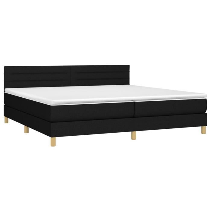 3140723 vidaXL Lit à sommier tapissier avec matelas Noir 200x200 cm Tissu