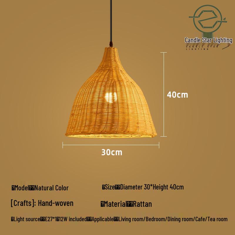 Zen Style Bamboo Rattan Pendant Light for Tea Rooms and Restaurants
