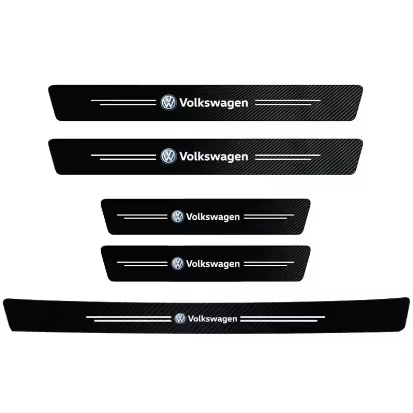 Auto Door Sill Carbon Fiber Car Sticker Protector Strip Waterproof Protect Film For VW GTI Polo Golf GTI Passat Tiguan Hub Cap