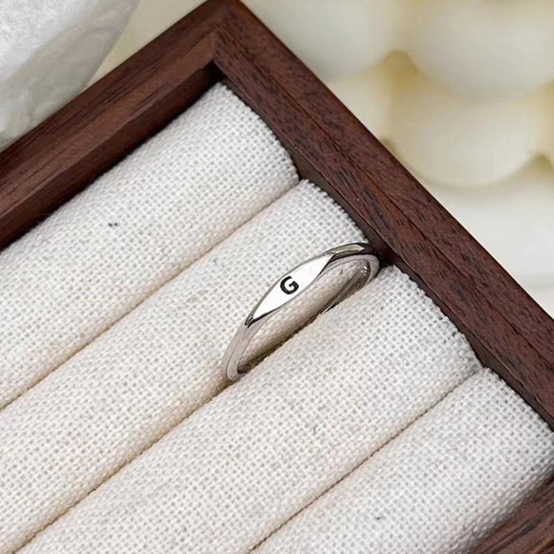 Silberner Koreanischer 26 Buchstaben A-Z Offener Ring Herren und Damen Ring Partnergeschenk Schmuck