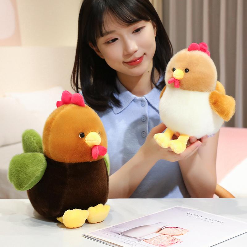 2230Cm Cartoon Cute Chicken Plush Doll Pillow Colorful Brown Yellow Rooster Hen Animal Stuffed Toy Home Decor Gift For Children