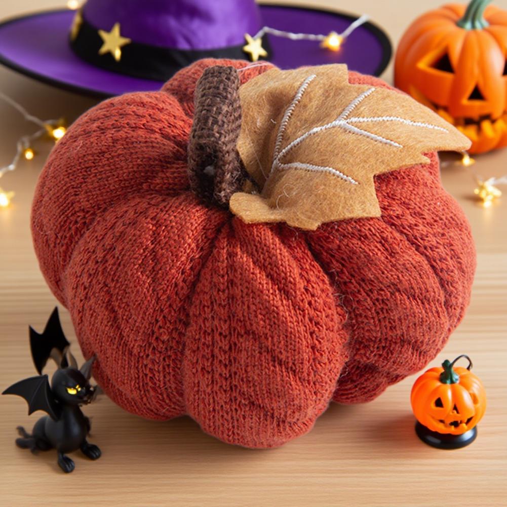 Knitted Pumpkin Decor Fall Farmhouse Display Set of 3 Mini Knit Pumpkins for Thanksgiving Table Decor Realistic Faux Fall