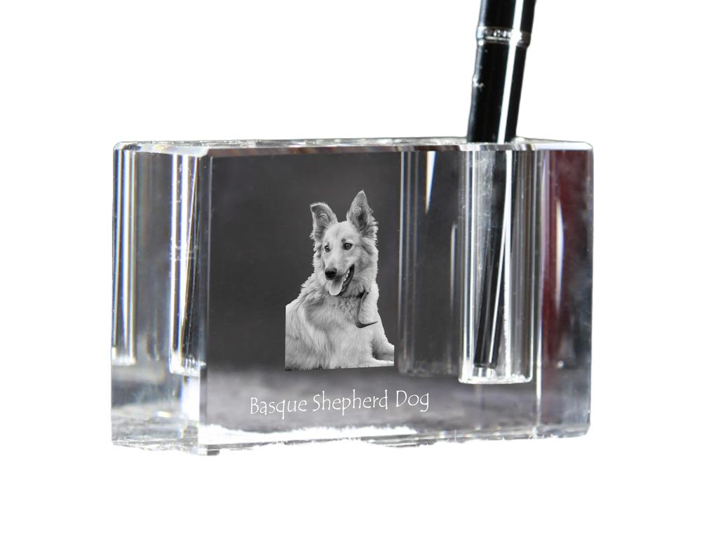 Basque Shepherd Dog, Basque Sheepdog – Pen stand, crystal organiser with dog photo | Art-Dog