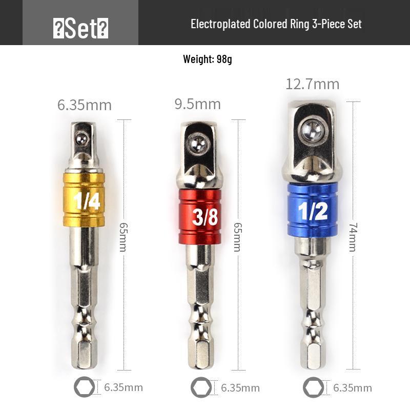 Electric Wrench Head Socket Adapter: Hex Shank to Square Drive Extension