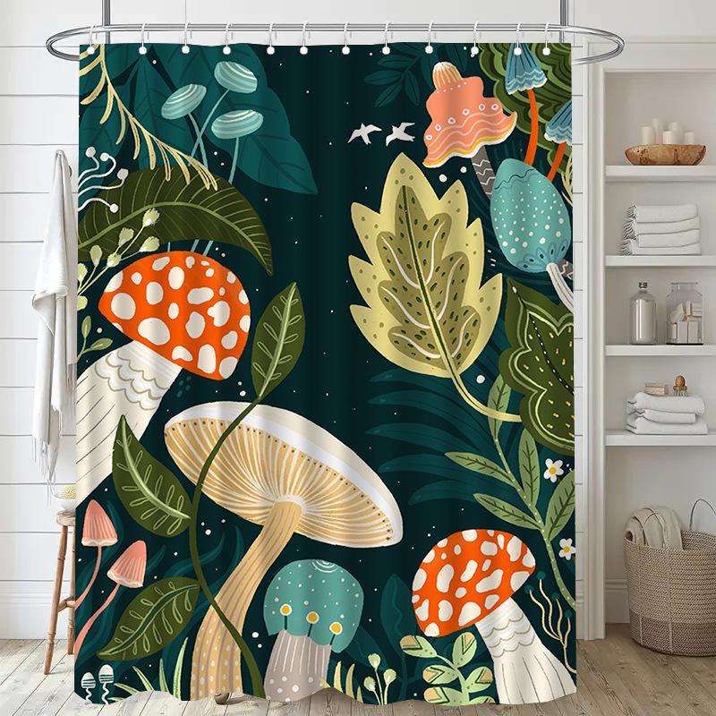 Country Rose Washable Dirt-Resistant Shower Curtain Shower Head Waterproof Polyester Bath Curtain For Home Decor Accessories