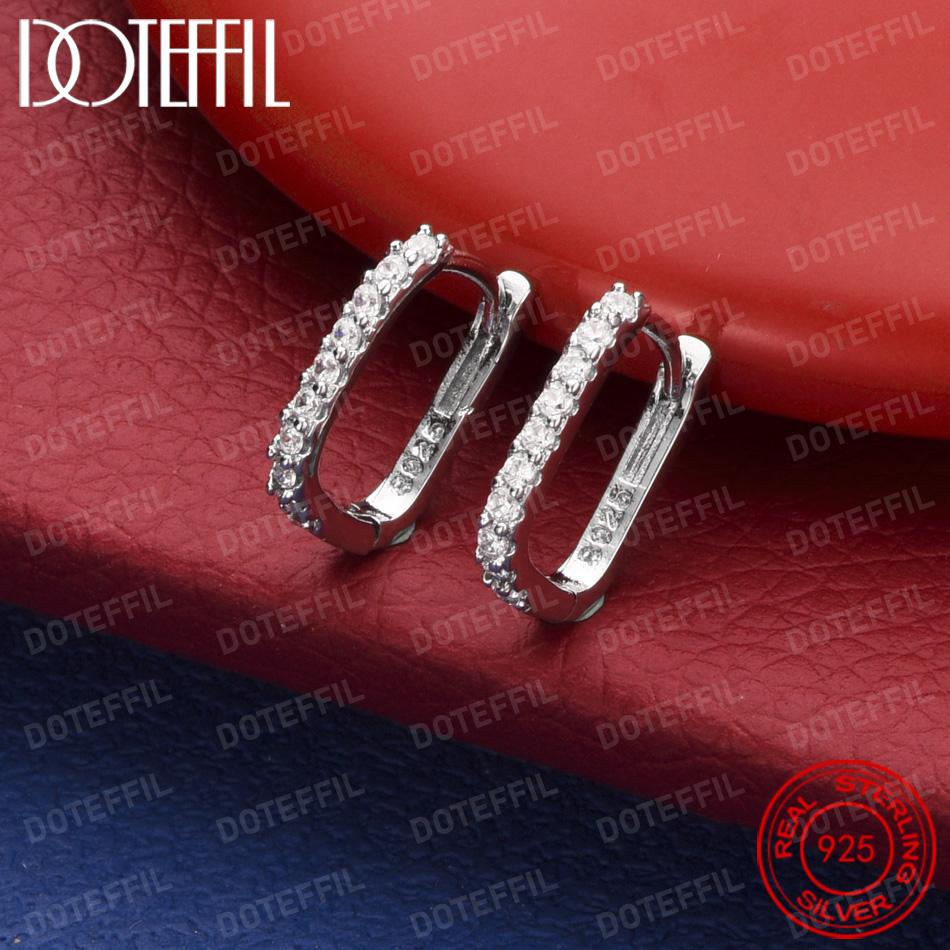 Xiaomi 925 Sterling Silver Delicate Square Zirconia Earrings for Women, Fashionable Wedding Party Gift Jewelry