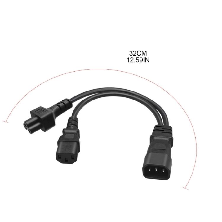 3-Prong C14 To C5+C13 Connector Adapter Cord Male Plug To Female Converter Wire