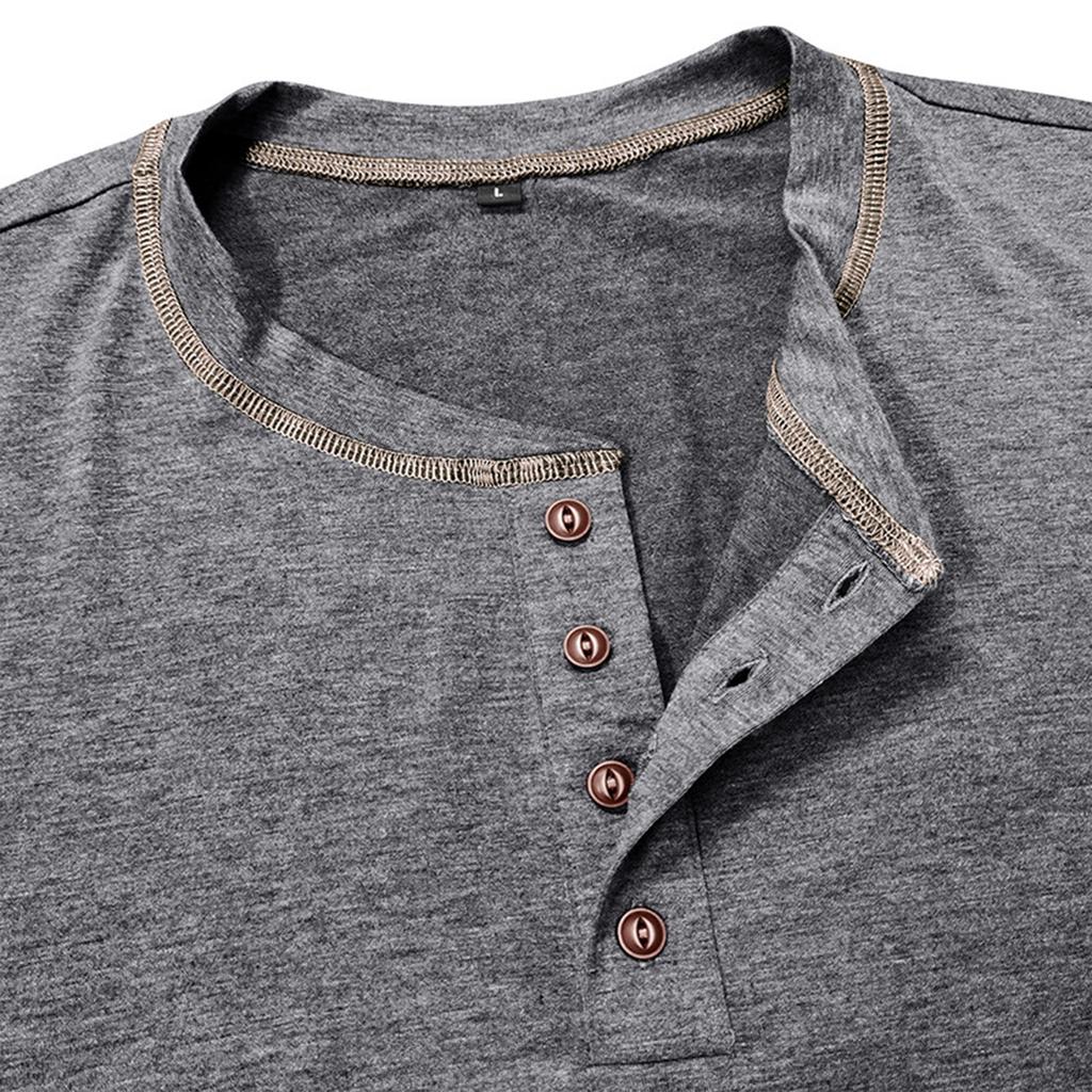 Men's Short Sleeved Shirt Men's 4-button T-shirt Casual Top