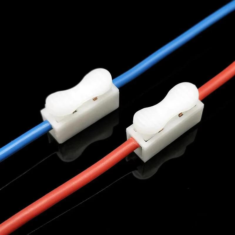 50Pcs 1P 2P No Screw Terminal No Solding Quick Cable Wire Connector Block Spring Clamp