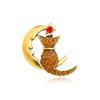 Cat On the Moon, Brooch, Cute European and American Style Cat, High-end Suit Accessories Made of Rhinestone Alloy