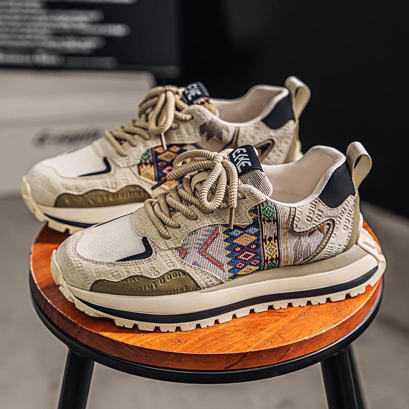 Men's shoes 2025 new comfortable and breathable versatile sports canvas shoes men's fashion thick-soled height-increasing Forrest Gump dad shoes