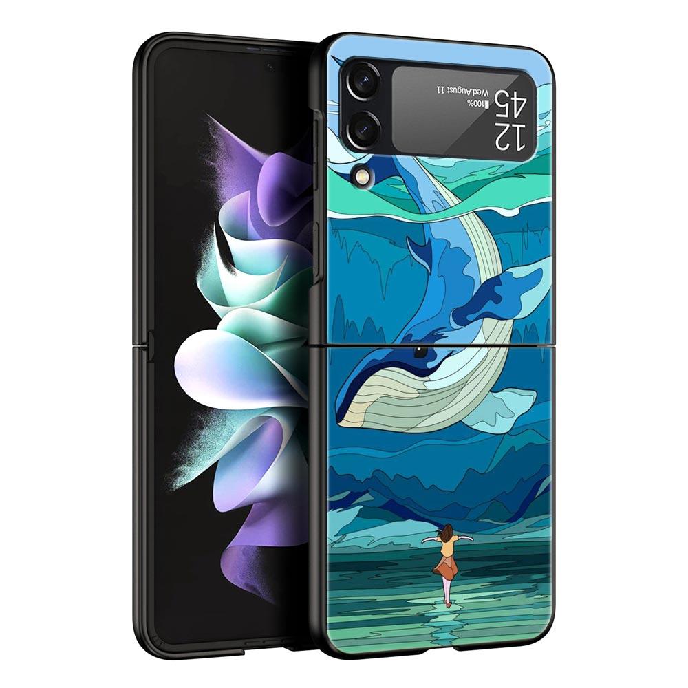 Orca ocean lovely killer whale Phone Case For Samsung Galaxy Z Flip3 Flip4 Flip5 PC Shell For Z Flip 3 4 5 Hard Folding Cover