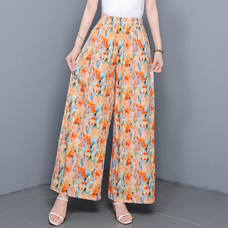 Sommer-Hosen mit weitem Bein für Damen Vintage Kleidung Übergröße Locker Lässig High Waist Hosen