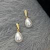 White Imitation Pearl Water Droplrt Dangle Earrings for Women Golden Metal Geometry Drop Earrings Party Retro Elegant Jewelry