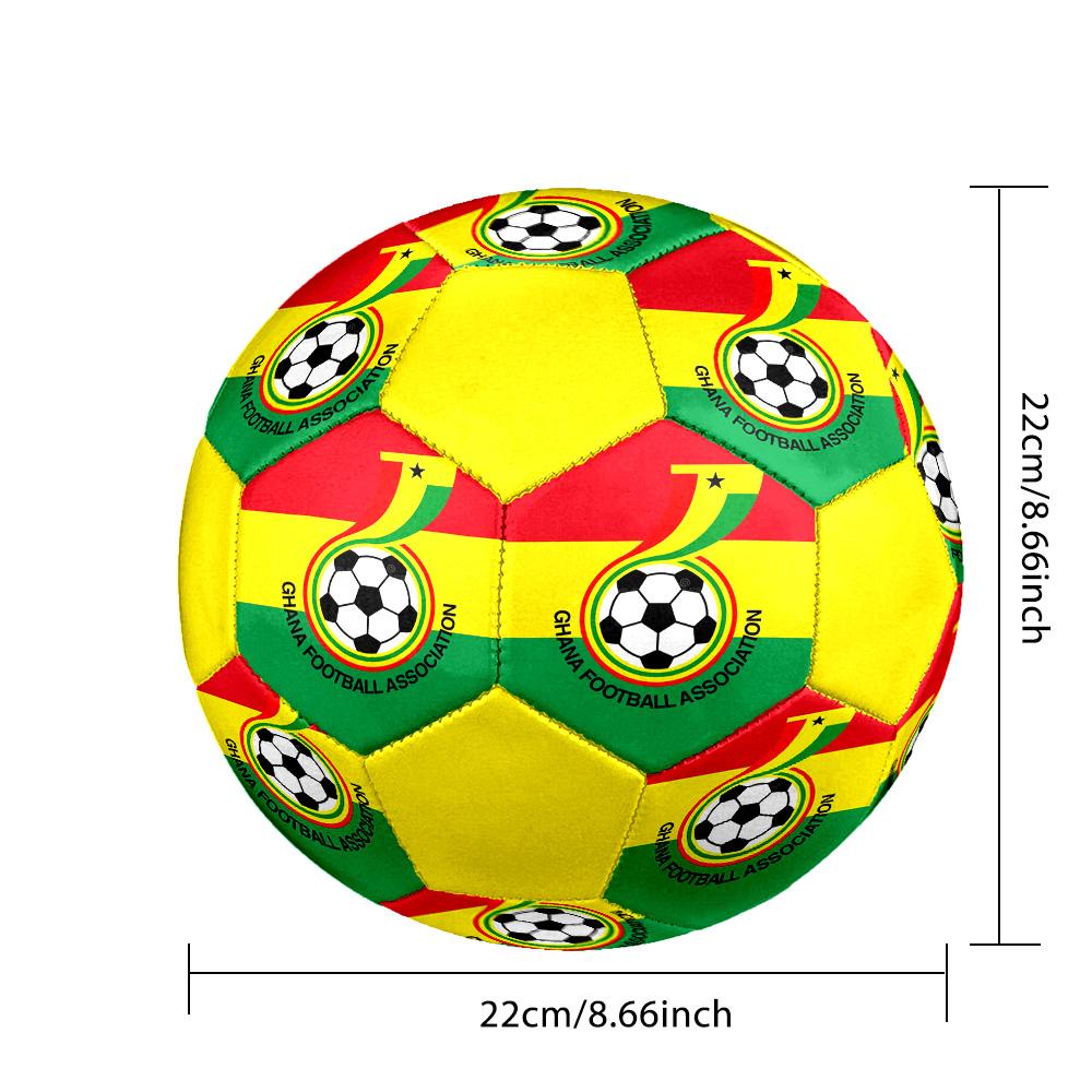 Ghana Football Indoor Soccer Ball Colorful All Ages Size 5 Machine Stitched PVC Competition Ready Durable High-Bounce