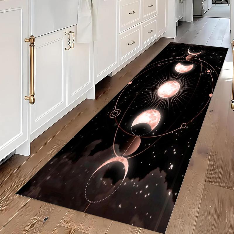 

Celestial Moon Phase Runner Rug Collection Non Slip Wear Resistant Soft Washable Hallway Entryway Floor Mat 40X120CM