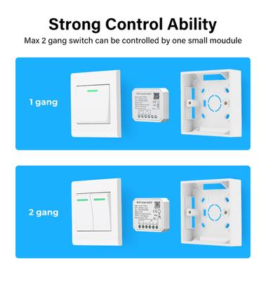 Tuya WiFi Mini Smart DIY Light Switch Module 2 Gang Smart Life Tuya Remote Control Smart Module Work With Alexa Google Home