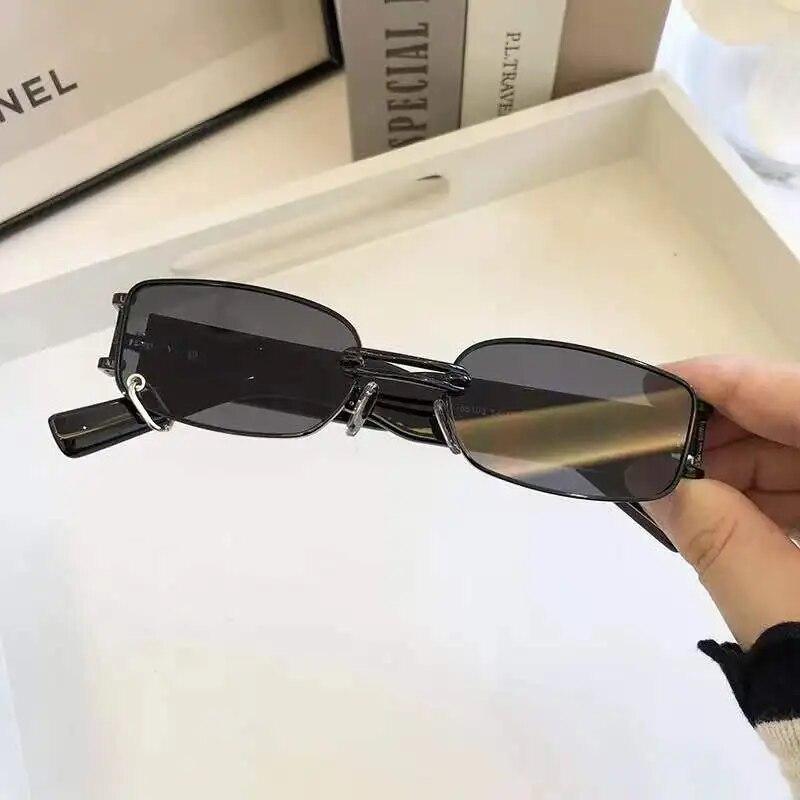 Sunglasses Luxury  Square Eyeglasses Vintage Metal Black Lenses Brown Men Womens Sun Glasses Outdoor Travel Driving Glasses