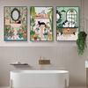 Bathroom Decorative Painting Cat American Retro Toilet Bathroom Canvas Painting Wall Art Poster for Modern Bathroom Home Decor