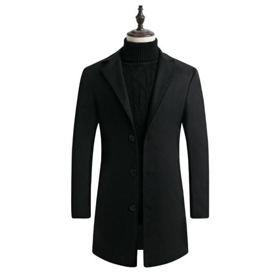 Autumn Men Trench Coat Solid Color Single Breasted Slim Fit Windproof Mid-length