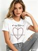 Women's round Collar Short Sleeve T-shirt INS Fashion Mathematical Formula Print Casual Summer Top Polyester Fabric
