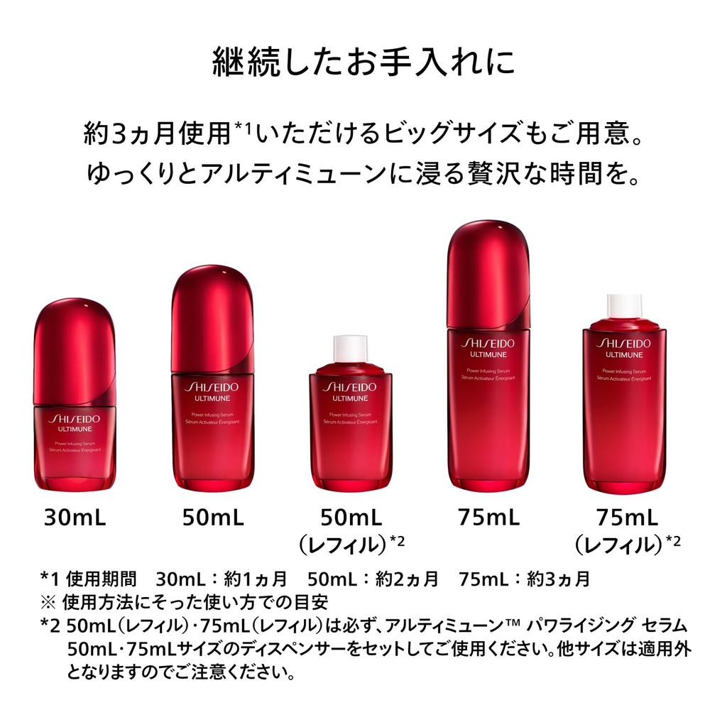 SHISEIDO Ultimune Power Infusing Serum 50mL 50mL Serum Lotion and Cream Samples Pouch Gift Wrapping Drawstring Bag and Shopping Bag Set Green Floral