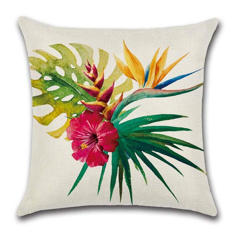 Tropical Plant Square Pillowcase Car Sofa Office Chair Pillowcase Simple Home Decoration Accessories
