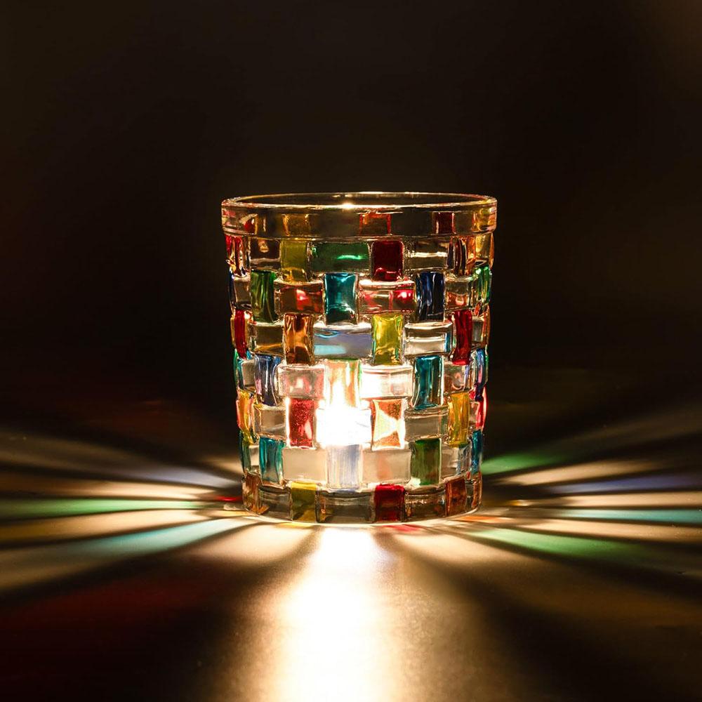

Romantic Stained Glass Tealight Candle Holder with Woven Pattern for Table Centerpieces,Home Decor,Christmas&Birthday Parties 1Pc