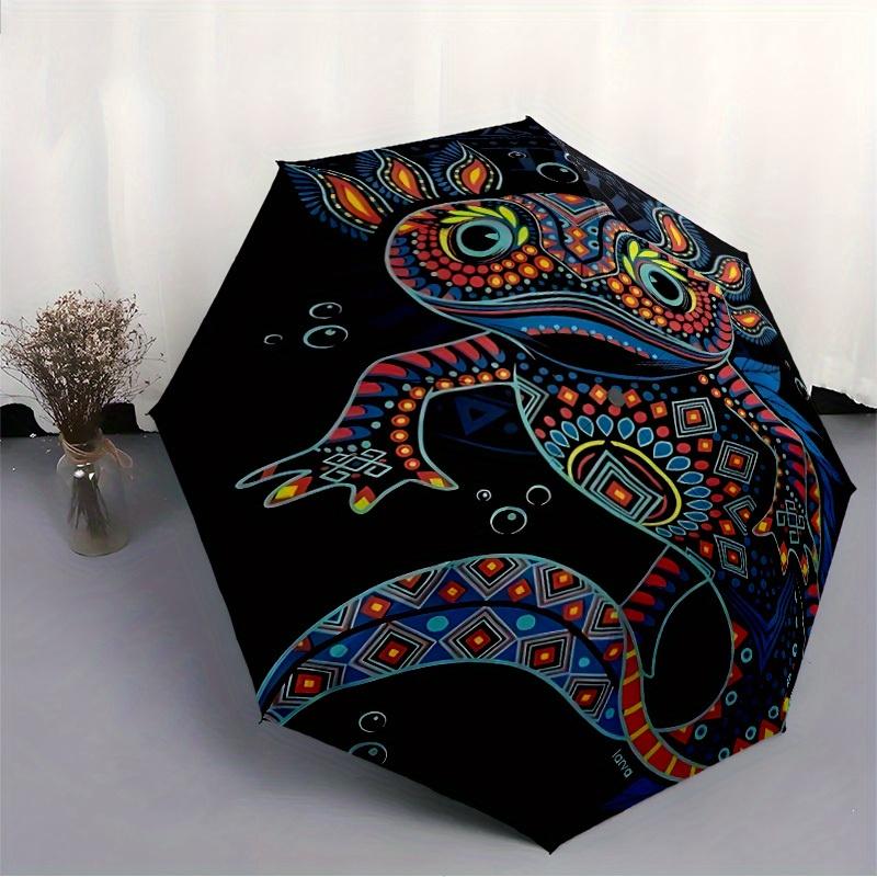 1pc Axolotl Mandala Automatic Open/close Umbrella, 8-Rib sturdy structure, Portable Travel Umbrella, Parties, Everyday Use, 11099