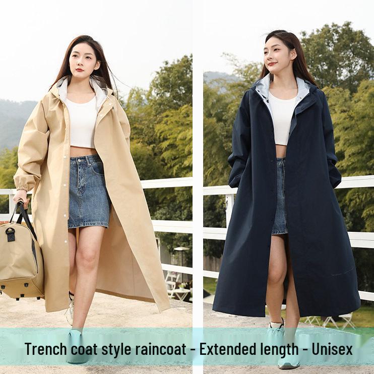 Women's Long Full-Body Windbreaker Raincoat Poncho - Single-Person, Split Type