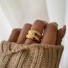 Youthway  Gold Pvd Plated  Stainless Steel Rings Wedding Statement Jewelry Freshwater Pearl Cubic Zirconia Ring