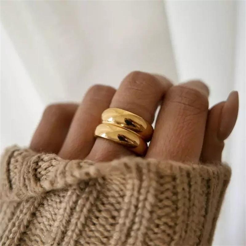 Youthway  Gold Pvd Plated  Stainless Steel Rings Wedding Statement Jewelry Freshwater Pearl Cubic Zirconia Ring
