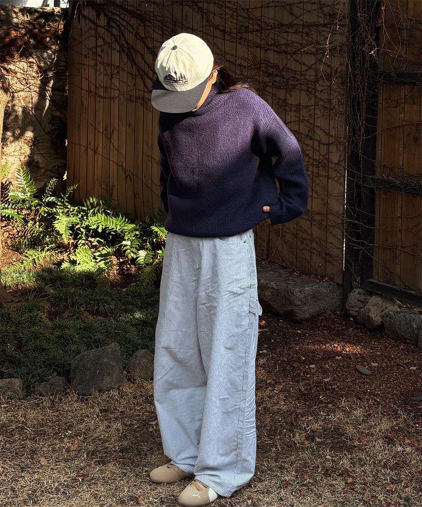 TOFFEE WOMEN W Striped Carpenter Pants (Black)