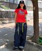 Damiswi Horse Graphic Pastel Slim T-Shirt_Red