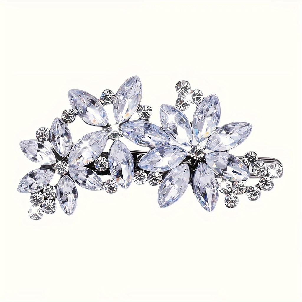 Sparkling Hair Clip With Flower Design, Suitable For Ladies' Weddings, Brides, Parties, Dances, Beauty Pageants, Bridesmaids, Formal Occasions, Gifts