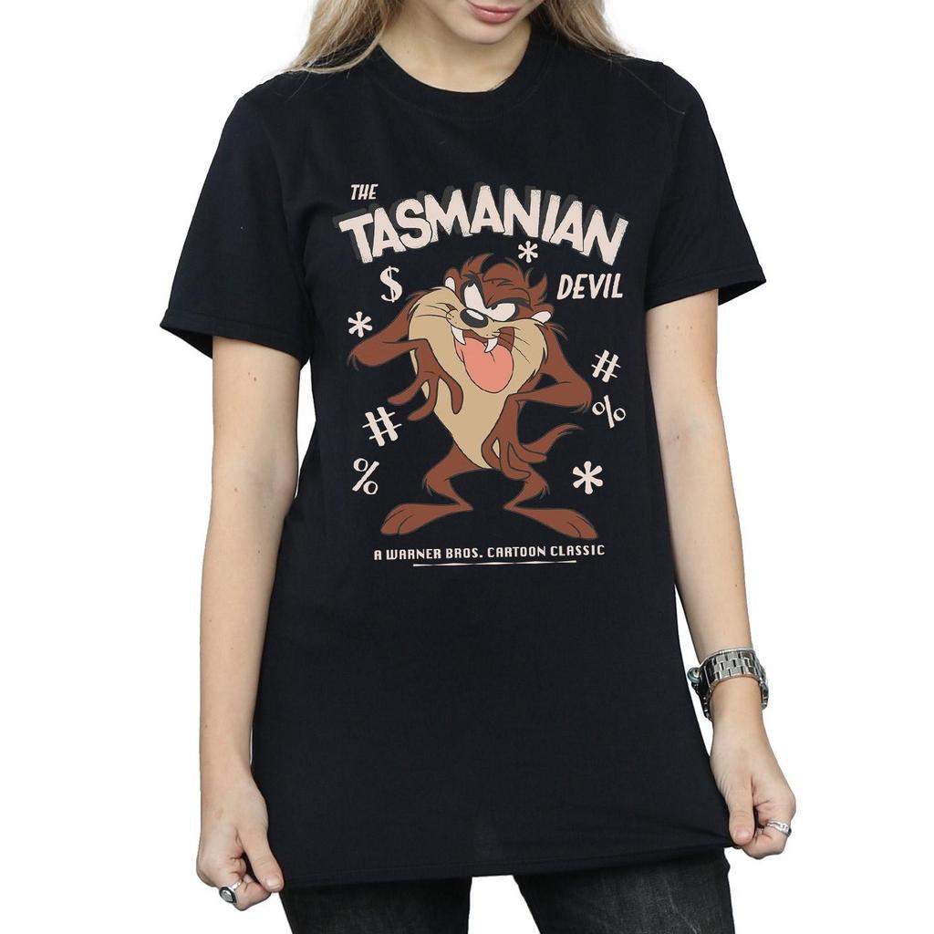Looney Tunes Damen/Damen Tasmanian Devil Vintage Boyfriend-T-Shirt aus Baumwolle