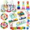 Brinquedos de Madeira para Crianças Correspondência de Formas Brinquedo Educacional Infantil Montessori Relógio Torre Arco-Íris Lagarta Rodando Contas Presentes TMZ