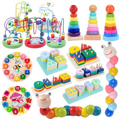 Kinder Holzspielzeug Formen Zuordnung Kinder Montessori Früherziehung Spielzeug Uhr Regenbogen Turm Raupe Mit Perlen Umwickeln Geschenke TMZ