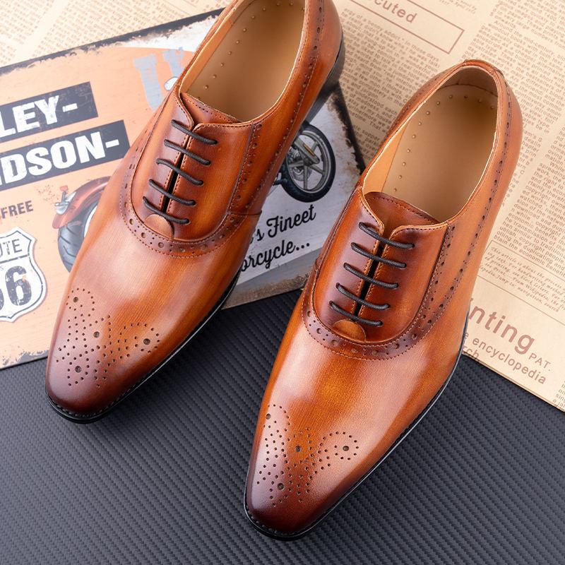 Fashion Luxury Leather Dress Men Shoes Handmade Business Office Party Shoes Genuine Leather British Style Fashion Shoes China Customized