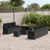 Ensemble de Canapé de Jardin de 10 Pièces avec Coussins Noir Poly Rattan Acacia, Canapé de Jardin 2 Places avec Coussins 3362094