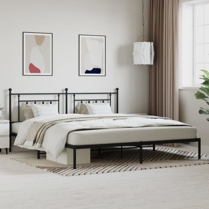 VidaXL Cadre de lit métal avec tête de lit noir 193x203 cm 353543