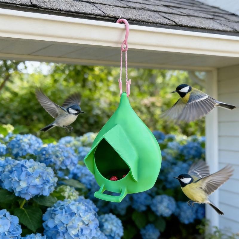 3D Printed Hanging Bird Feeder Construction Large Capacity Easy to Clean Weatherproof for Outdoor Use